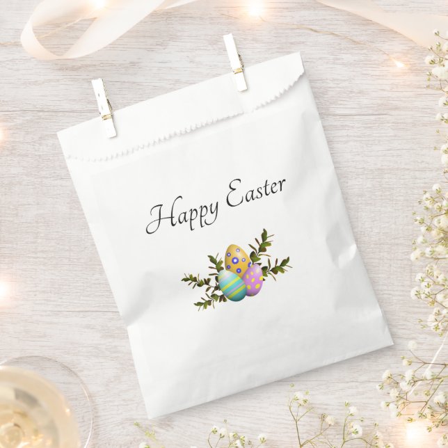Decorative Easter Eggs Colourful Party Favour Bag (Clipped)