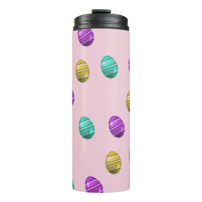 Decorative Easter eggs on pink Thermal Tumbler (Front)