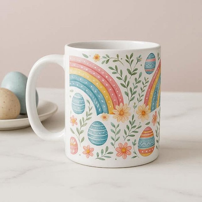 Decorative Easter Eggs Pastel Spring Rainbow Theme Coffee Mug (Decorative Easter Eggs Pastel Spring Rainbow Theme Coffee Mug)