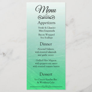 Decorative  Elegant Black Green Wedding Menu Card