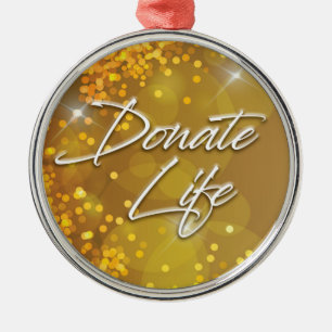 Decorative Elegant Gold Christmas Donate Life Metal Ornament
