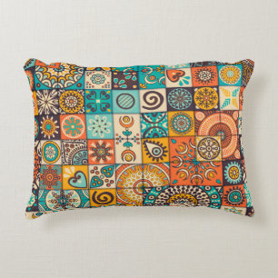 Decorative Elements: Vintage Hand-Drawn Pattern Accent Pillow