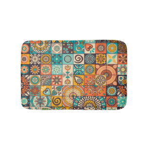 Decorative Elements: Vintage Hand-Drawn Pattern Bath Mat