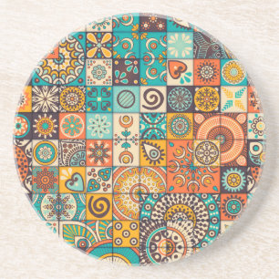 Decorative Elements: Vintage Hand-Drawn Pattern Coaster