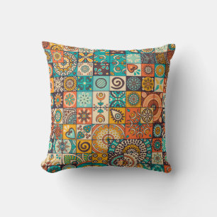 Decorative Elements: Vintage Hand-Drawn Pattern Throw Pillow