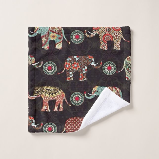 Decorative Elephant Pattern Bath Towel (Wash Cloth)
