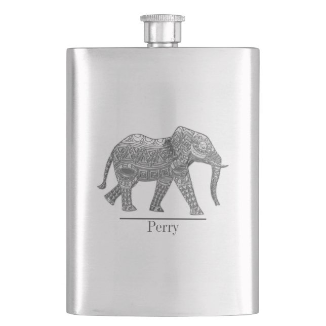 Decorative Elephant Personalized Hip Flask (Front)