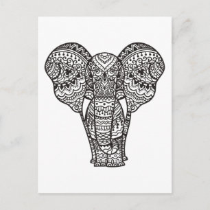 Decorative Elephant Style Postcard