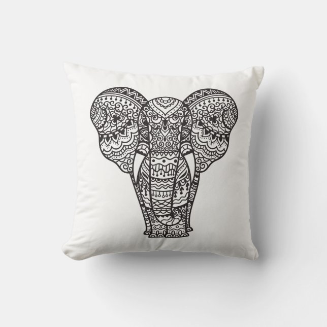 Decorative Elephant Style Throw Pillow (Front)