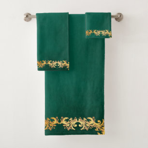 Decorative Emerald Green  Bath Towel Set