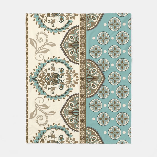 Decorative Ethnic Moroccan Style Border Fleece Blanket (Front)
