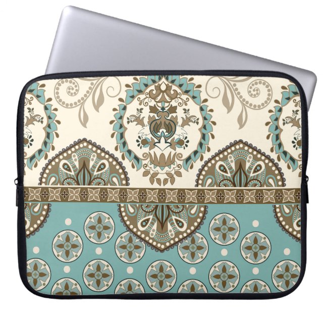Decorative Ethnic Moroccan Style Border Laptop Sleeve (Front)