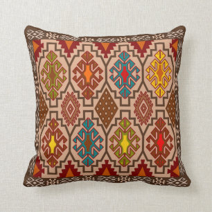 Decorative ethnic style, folk art throw pillow