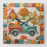 Decorative Fall Rustic Pickup Truck Wall Clock