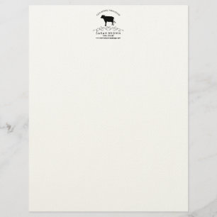 Decorative Farm Cow Silhouette Letterhead