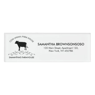 Decorative Farm Heritage   Classic Cow Silhouette Name Tag
