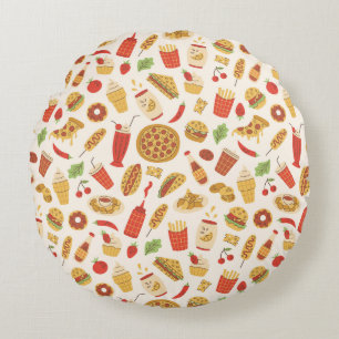 Decorative Fast Food Pattern Round Pillow