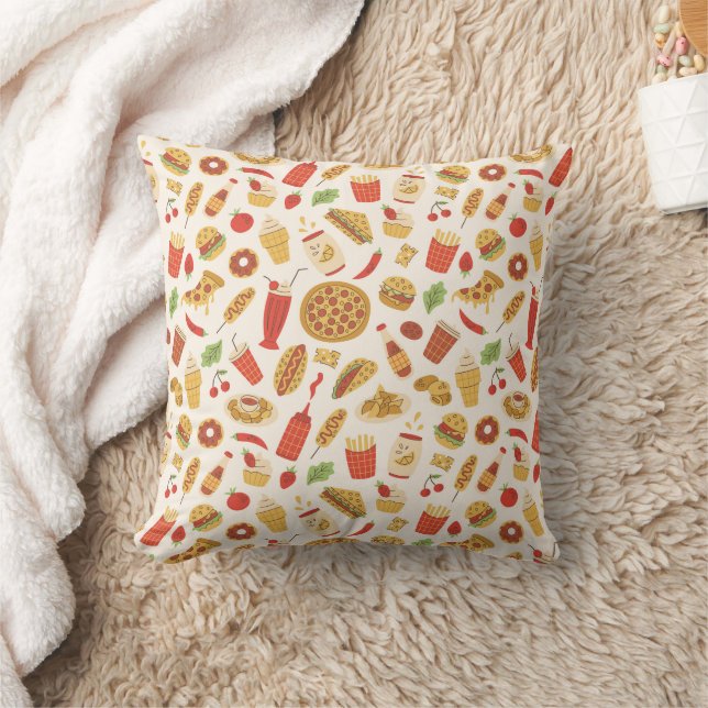 Decorative Fast Food Pattern Throw Pillow (Blanket)