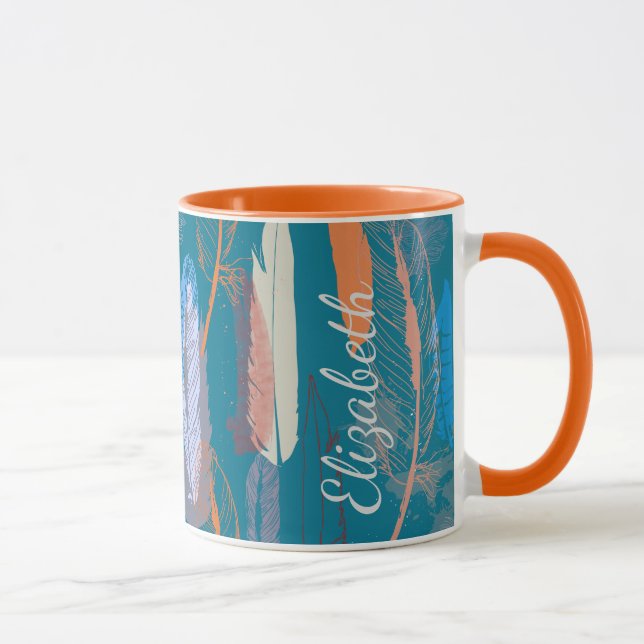 Decorative Feather Design Personalized Mug (Right)