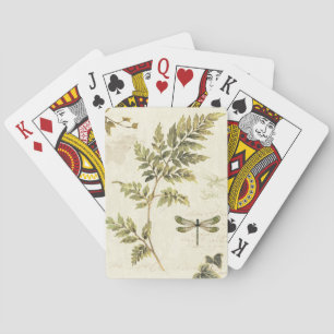 Decorative Ferns and a Dragonfly Playing Cards