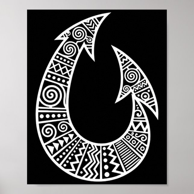 Decorative fishing hook tribal art fishing hook poster (Front)