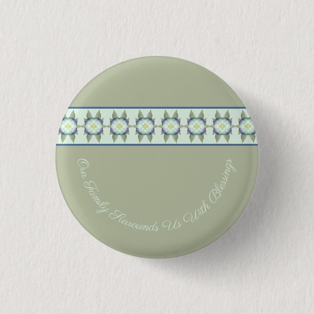 Decorative Floral Accented 1 Inch Round Button (Front)