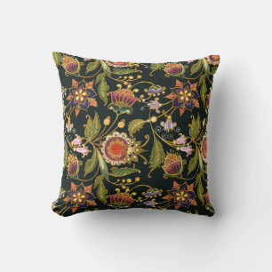 Decorative Floral: Acrylic Golden Purple. Throw Pillow