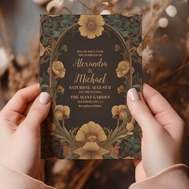 Decorative Floral Art Nouveau Wedding Invitation (Creator Uploaded)