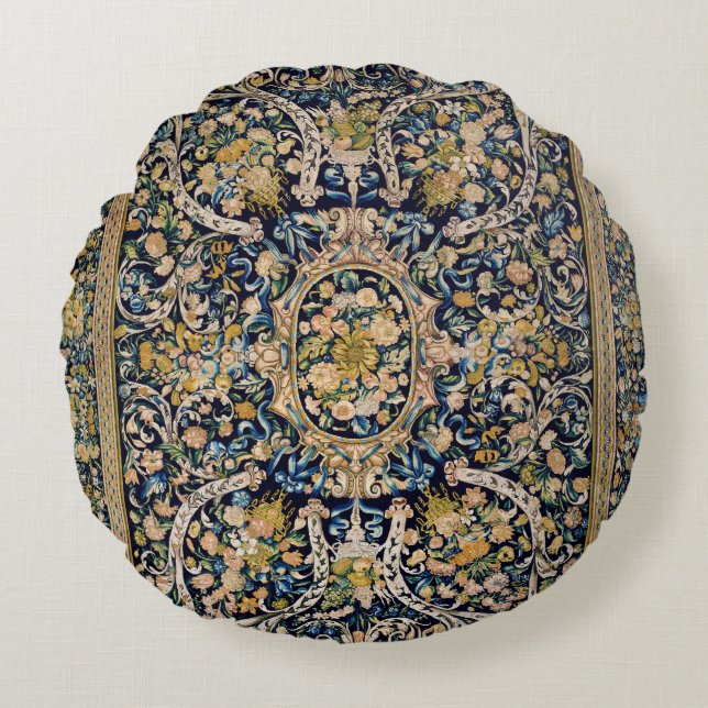 Decorative Floral Carpet Pattern Round Pillow (Front)