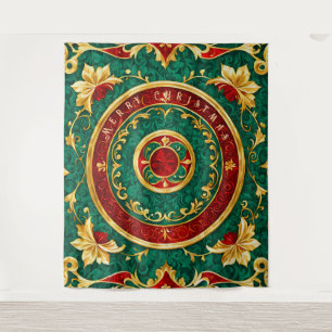 Decorative Floral Christmas Holiday Backdrop Tapestry