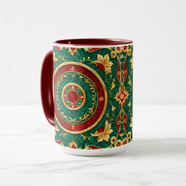 Decorative Floral Christmas Holiday Mug (Front Left)