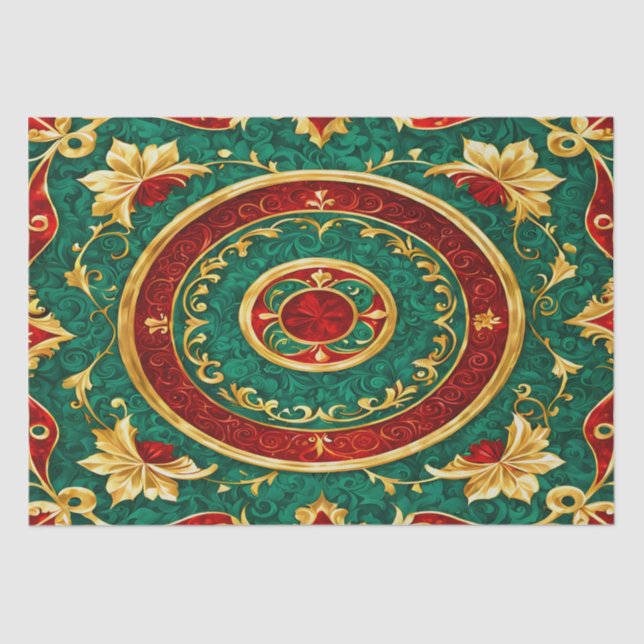 Decorative Floral Christmas Holiday Tissue Paper (Front)