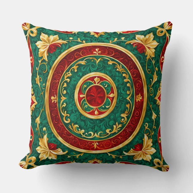 Decorative Floral Christmas Throw Pillow (Front)