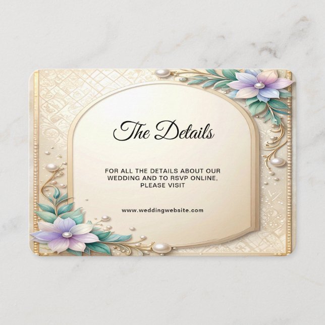 Decorative Floral Frame with Pearls Detail Enclosure Card (Front)