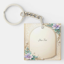 Decorative Floral Frame with Pearls Keychain