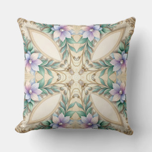 Decorative Floral Frame with Pearls Throw Pillow