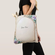 Decorative Floral Frame with Pearls Tote Bag