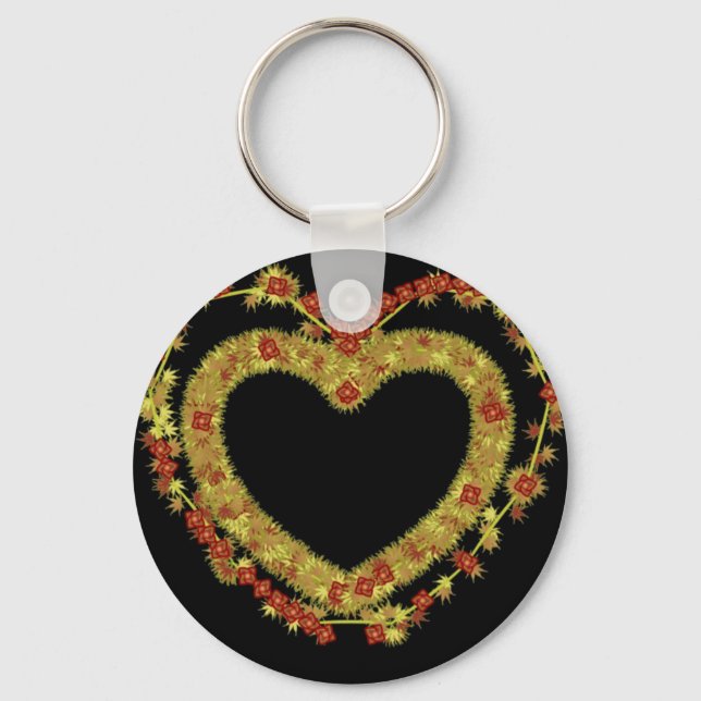 Decorative Floral  Heart Keychain (Front)