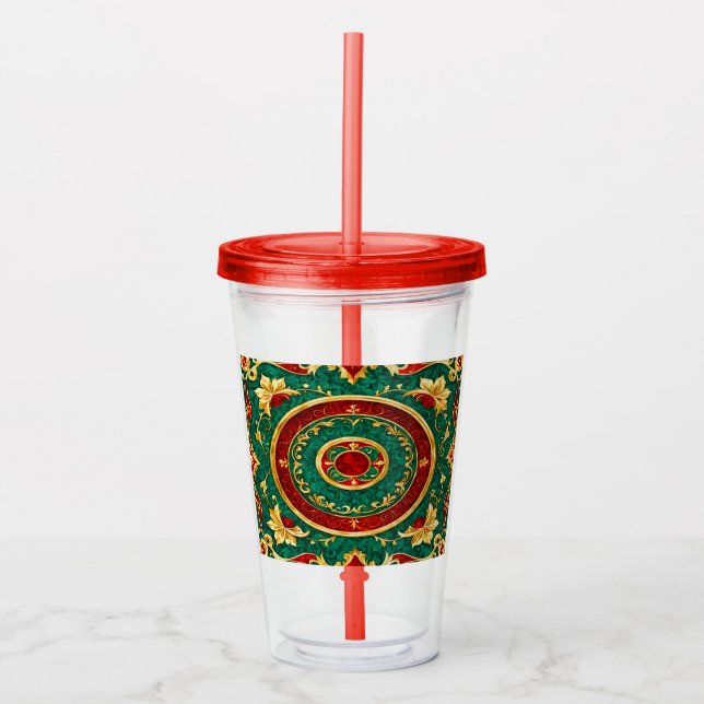 Decorative Floral Holiday Acrylic Tumbler (Front)
