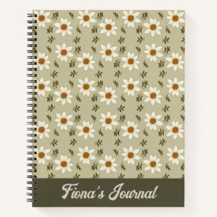 Decorative Floral in White and Beige Notebook