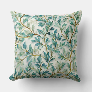 Decorative Floral Leaves Branch Throw Pillow