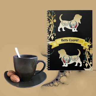 Decorative Floral Motif Pet Dog Lover's School Fun Notebook