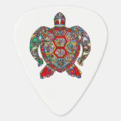 Decorative floral ornamental sea turtle line art guitar pick (Back)