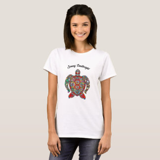 Decorative floral ornamental sea turtle line art T-Shirt
