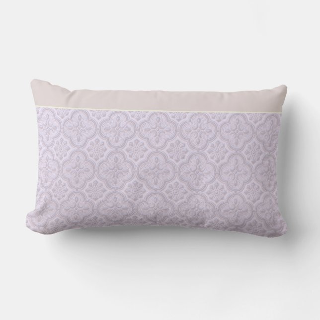 Decorative Floral Pattern In Mauve Lumbar Pillow (Front)
