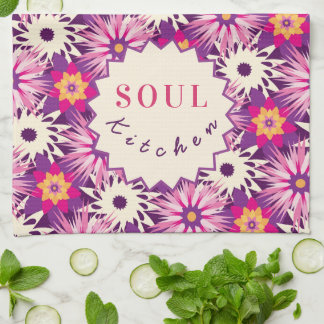 Decorative Floral pattern Pink Purple Astra Modern Kitchen Towel