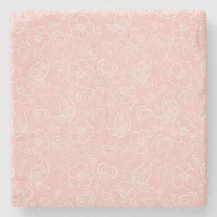 Decorative floral pattern stone coaster