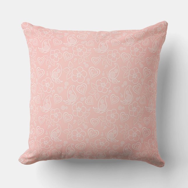 Decorative floral pattern throw pillow (Front)