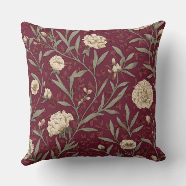 Decorative Floral Pattern Throw Pillow (Back)