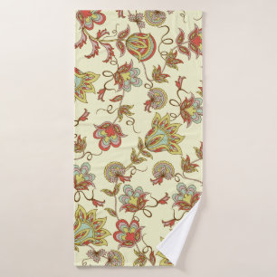 Decorative floral pattern with delicate plants of  bath towel